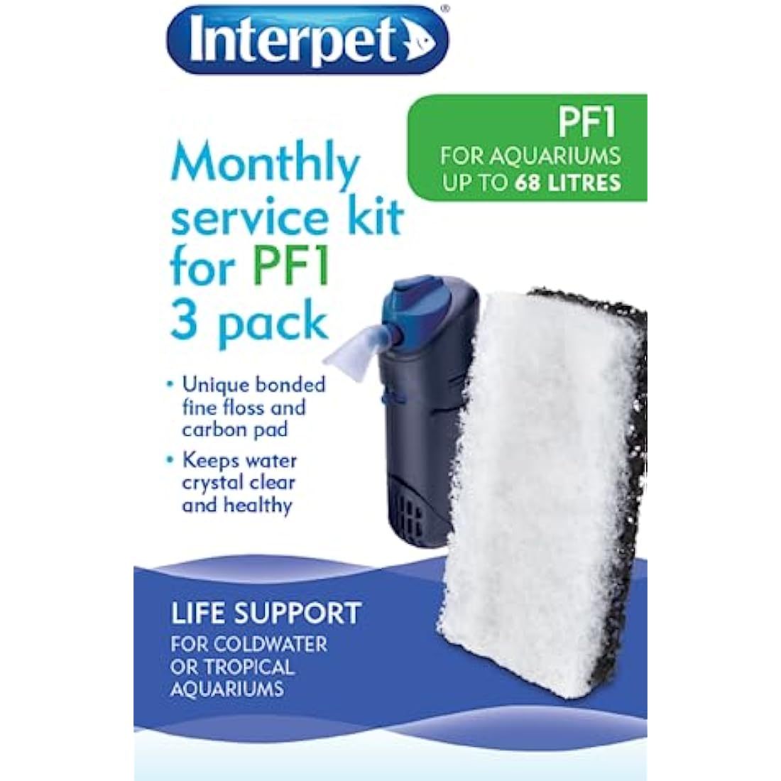 Interpet PF1 Filter Service Kit - Carbon & Floss Pads (3 Pack)