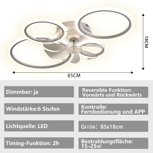 MiiR Modern LED Ceiling Fan with Light | 96W Dimmable Smart Fan