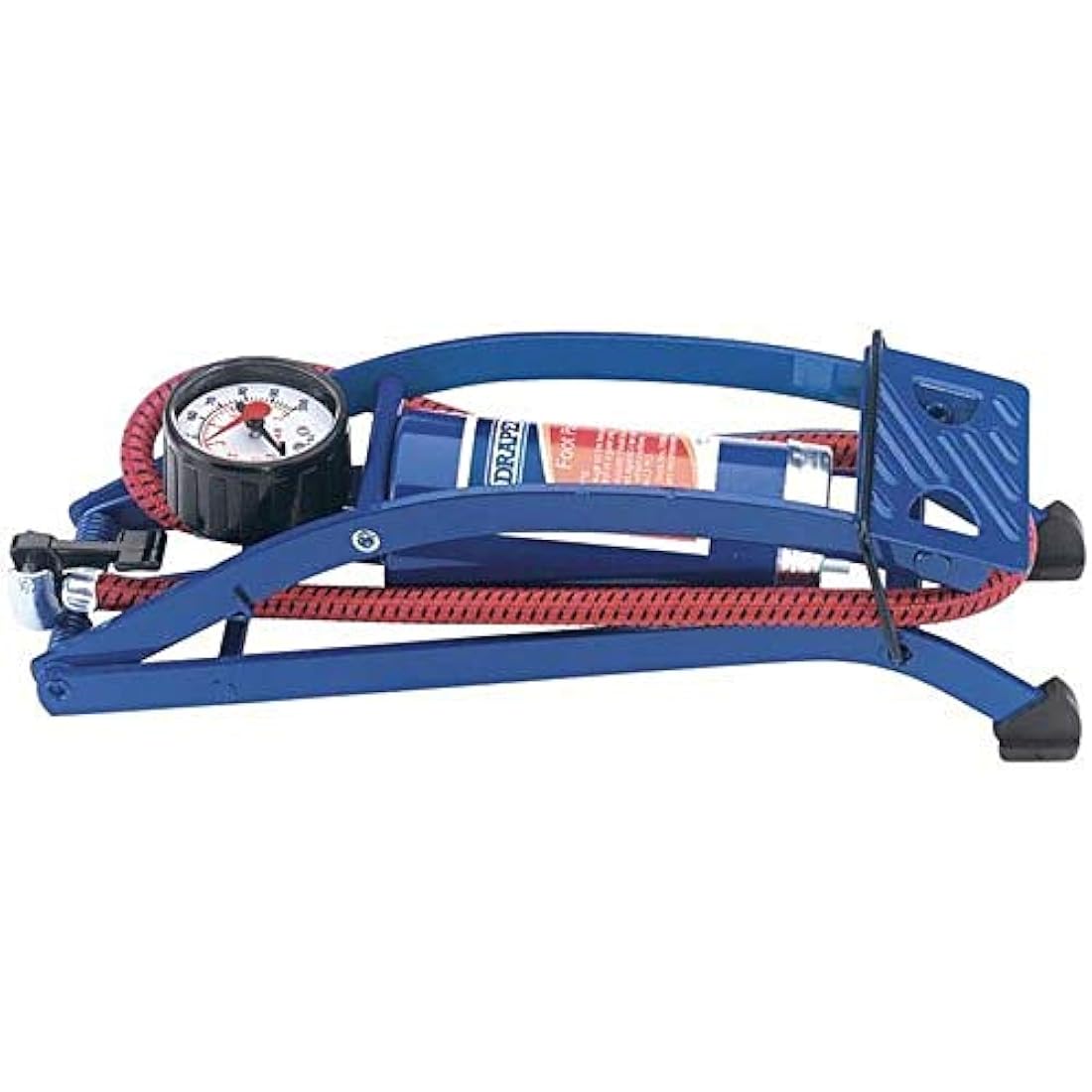 Draper Single Cylinder Foot Pump with Pressure Gauge - Blue Tire Inflator
