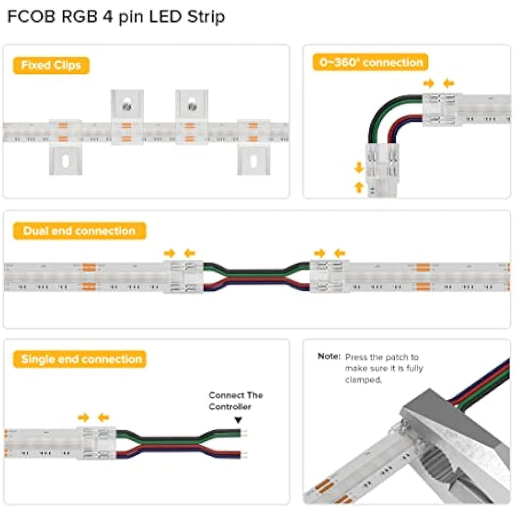 BTF-LIGHTING FCOB RGB LED Strip – 24V High Density 840 LEDs/m 5M Roll