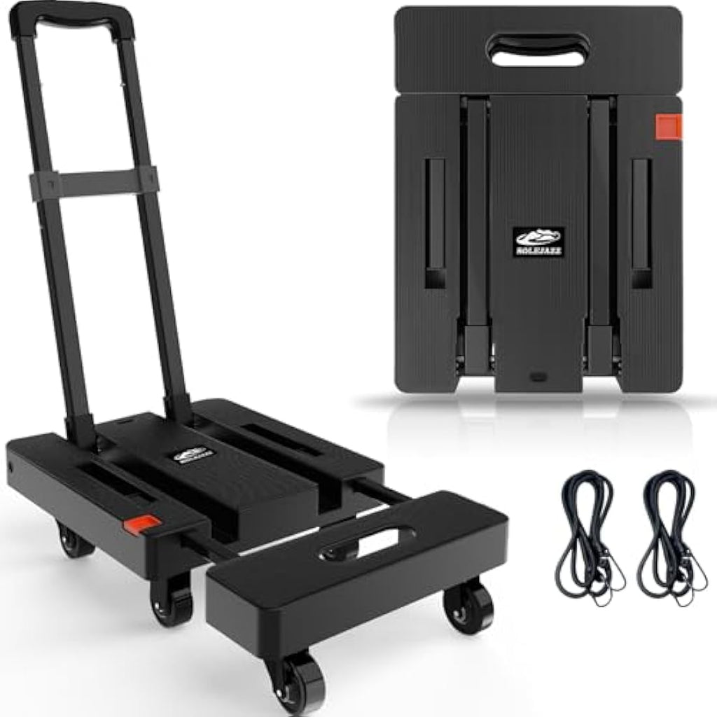 SOLEJAZZ Folding Hand Truck – 500lb Heavy Duty Portable Dolly with 6 Wheels