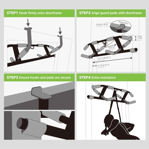 HAKENO Multi-Grip Pull Up Bar for Doorway with Suspension Straps