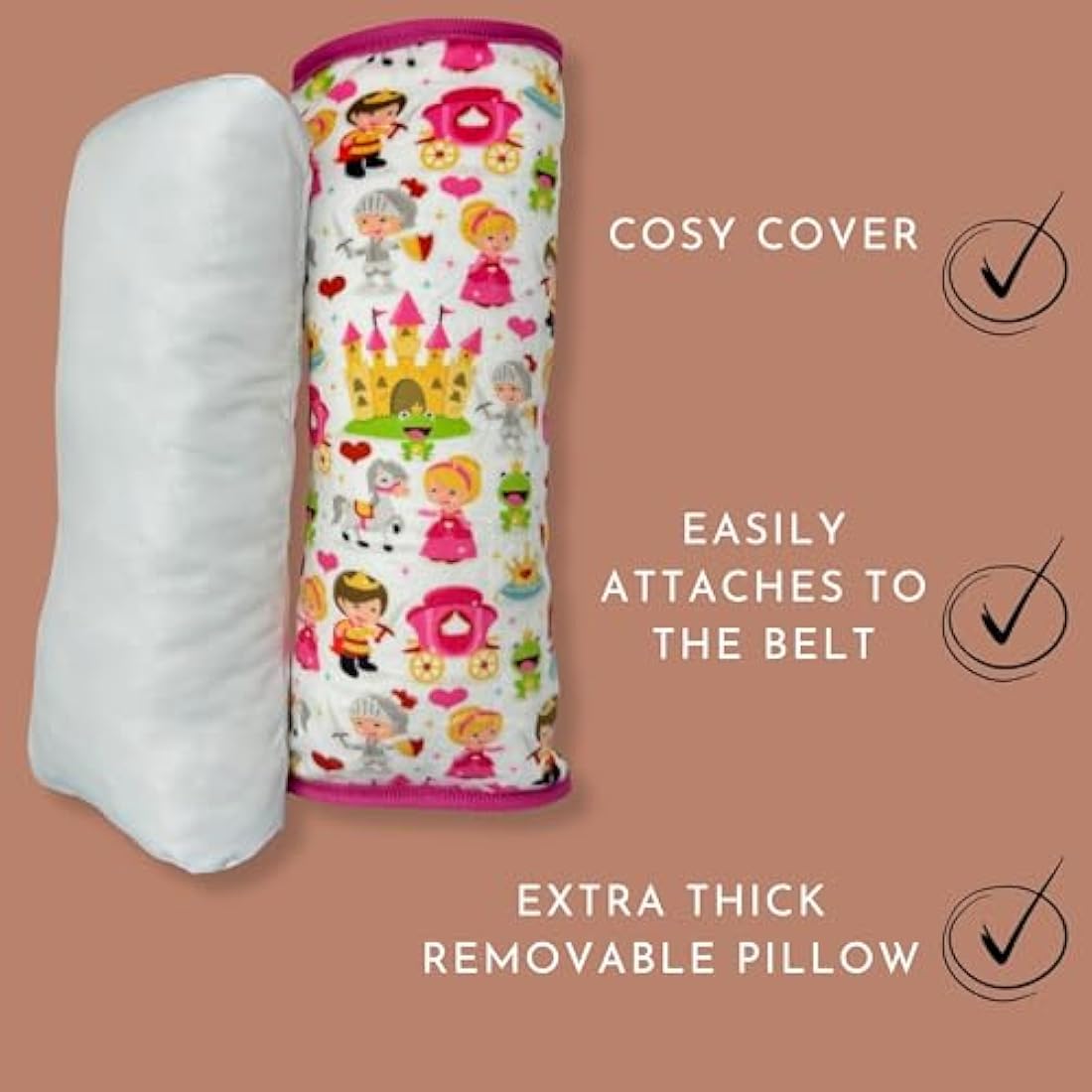 HECKBO Kids Car Seatbelt Pillow – Soft Machine Washable Neck Support