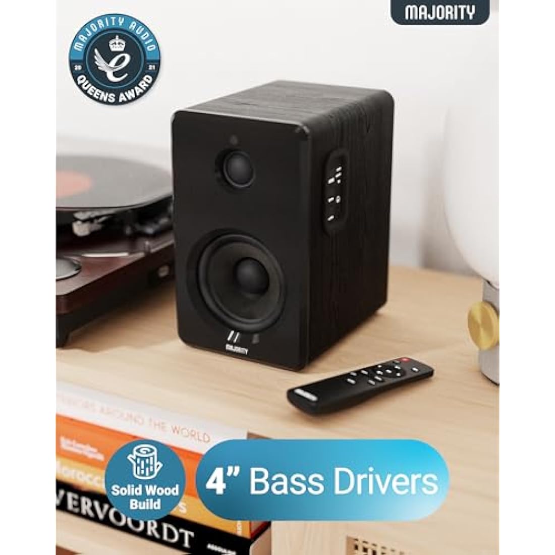 Majority D40 Bluetooth Bookshelf Speakers | 60W Powered HiFi Studio Monitors