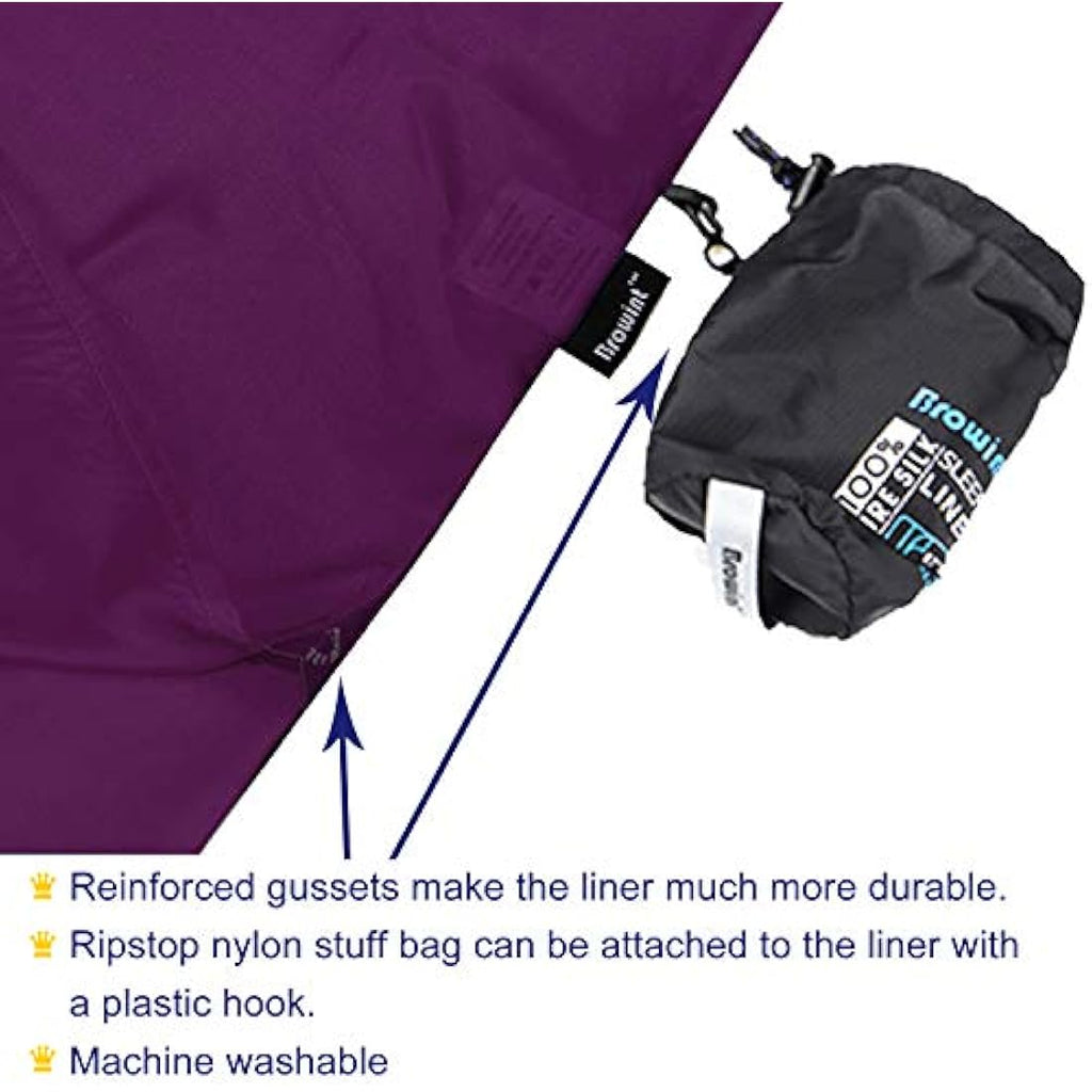 BROWINT Mulberry Silk Sleeping Bag Liner | Extra Wide Travel Sleep Sack