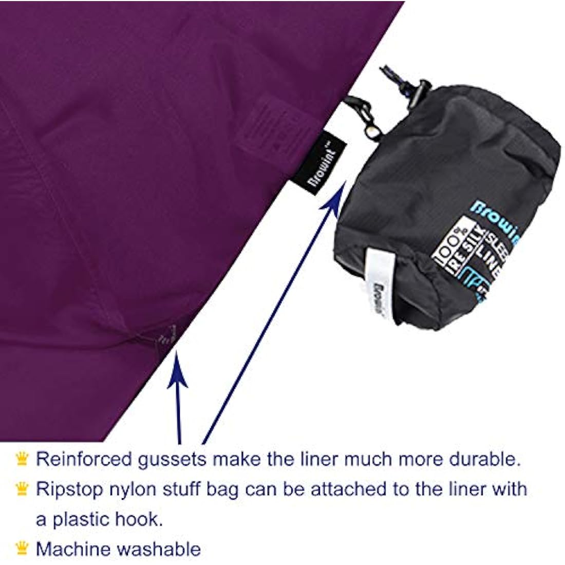 BROWINT Mulberry Silk Sleeping Bag Liner | Extra Wide Travel Sleep Sack