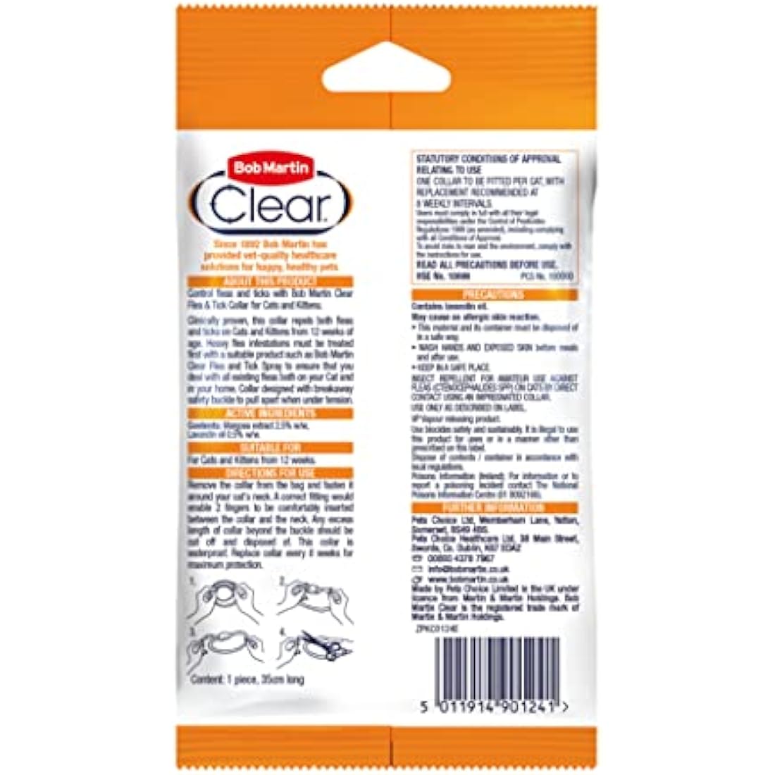 Bob Martin Clear Flea Repellent Collar for Cats – Pesticide-Free