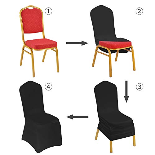 Kapwall 12-Pack Black Spandex Chair Covers for Wedding and Banquet
