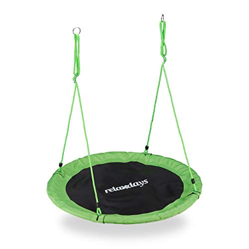 Relaxdays Nest Swing – 110cm Round Outdoor Garden Swing for Kids, Green