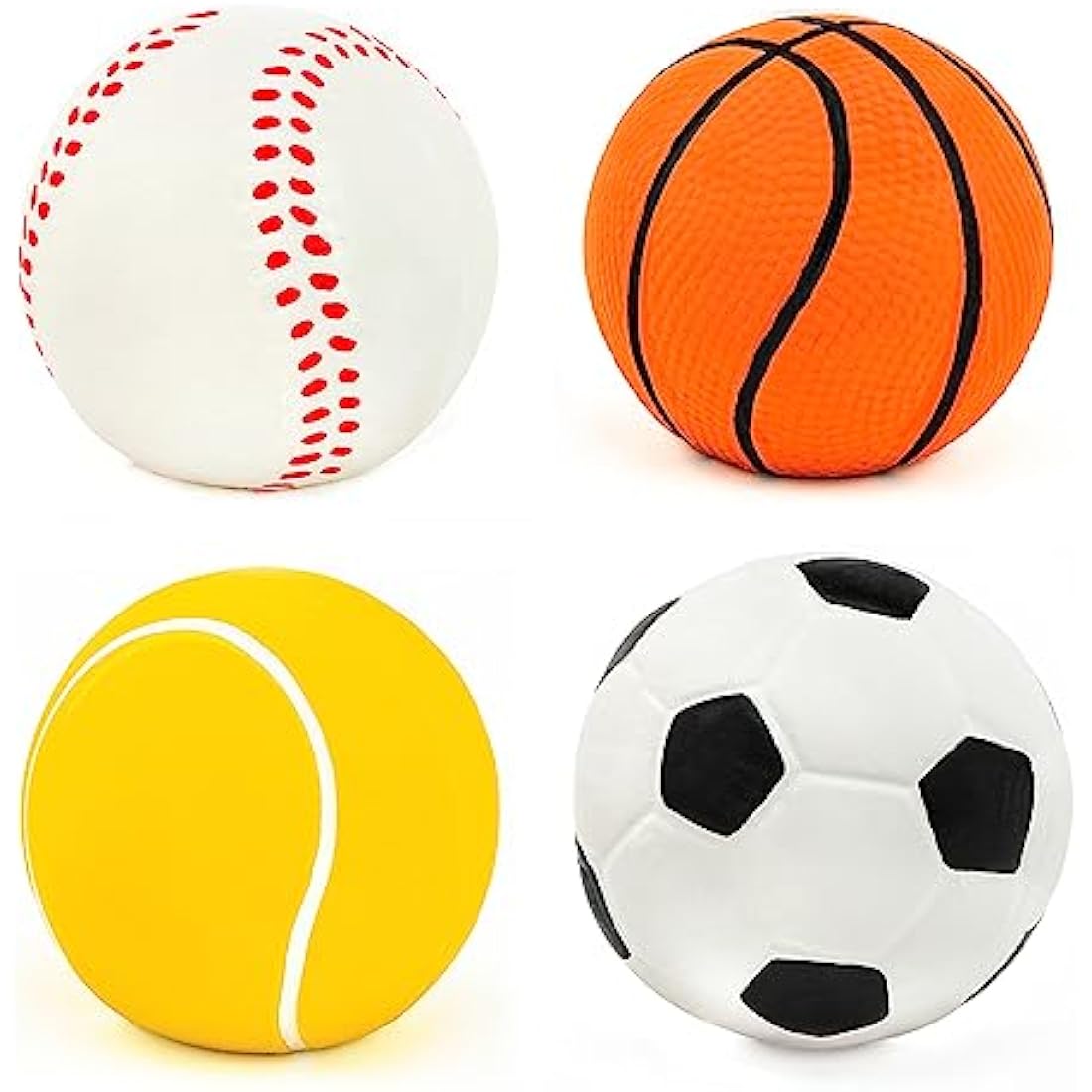 Squeaky Latex Dog Toy Balls – 4 Pack Small Puppy Fetch Set