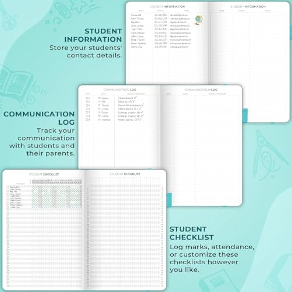 Clever Fox Teacher Planner – Undated Lesson Plan Book, 18x25cm, Turquoise