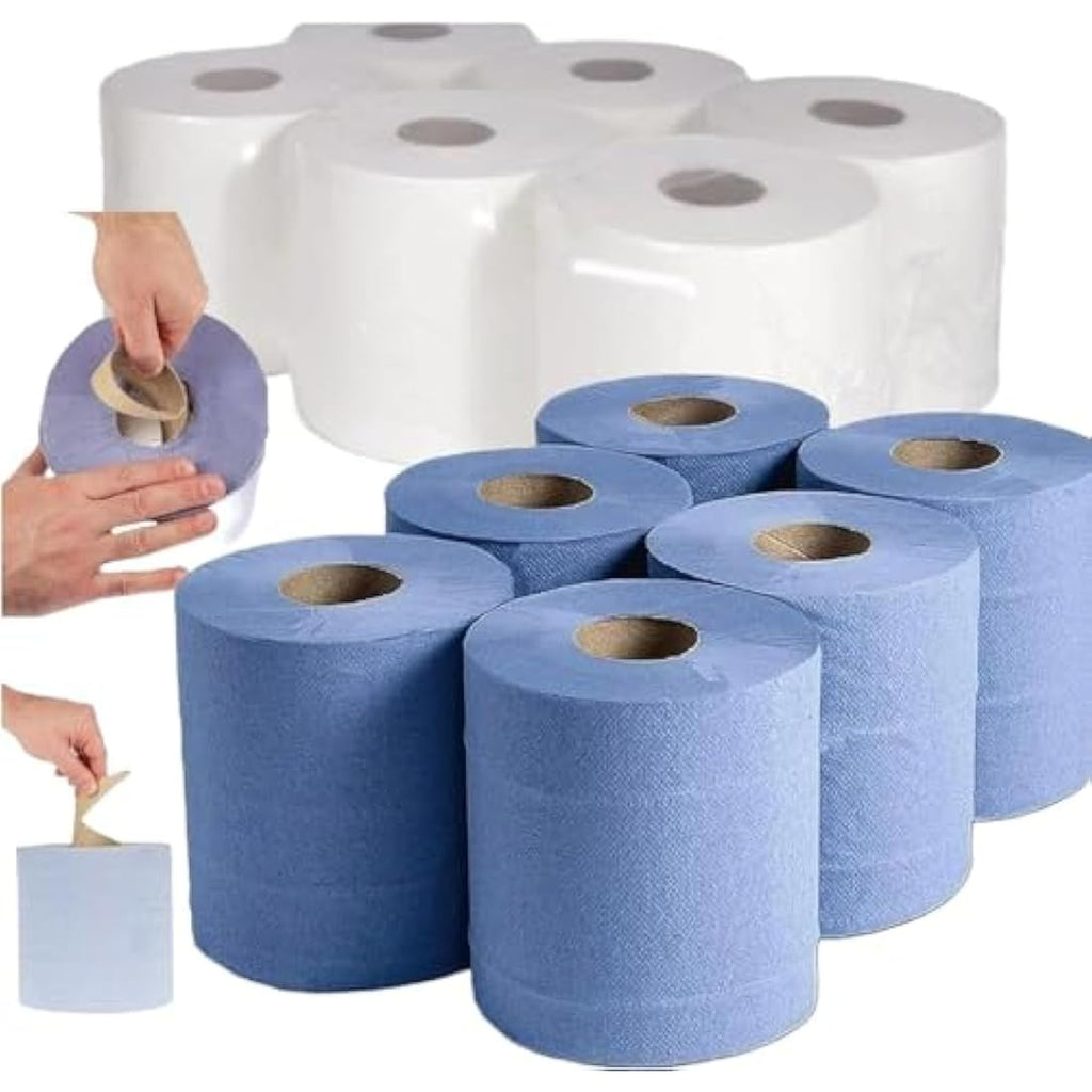 Blue Paper Rolls – 2 Ply Kitchen Towel Centre Feed 6 Pack
