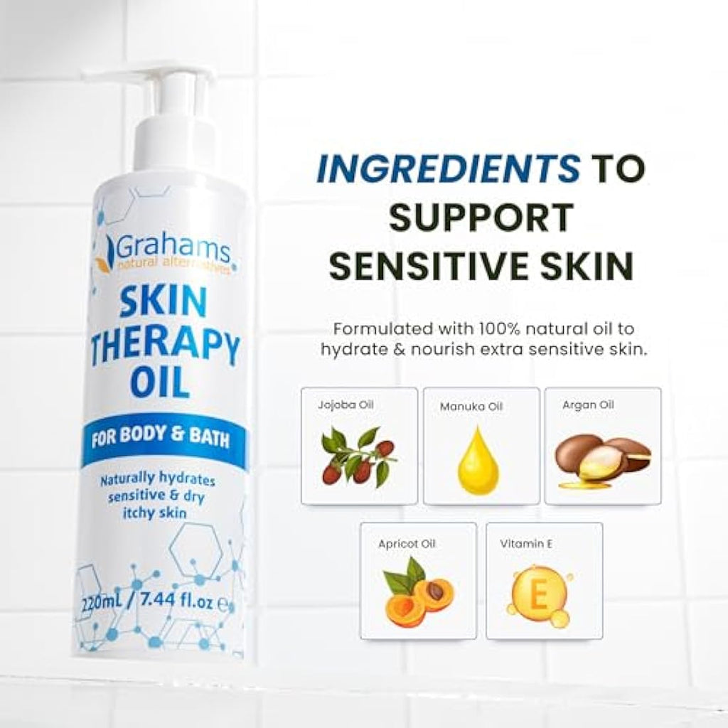Grahams Natural Skin Therapy Body Oil – Eczema & Itch Relief (220ml)