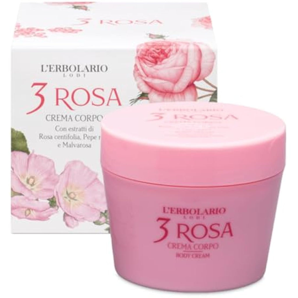 L'Erbolario 3 Rosa Body Cream – Natural Moisturizing Lotion for Sensitive Skin