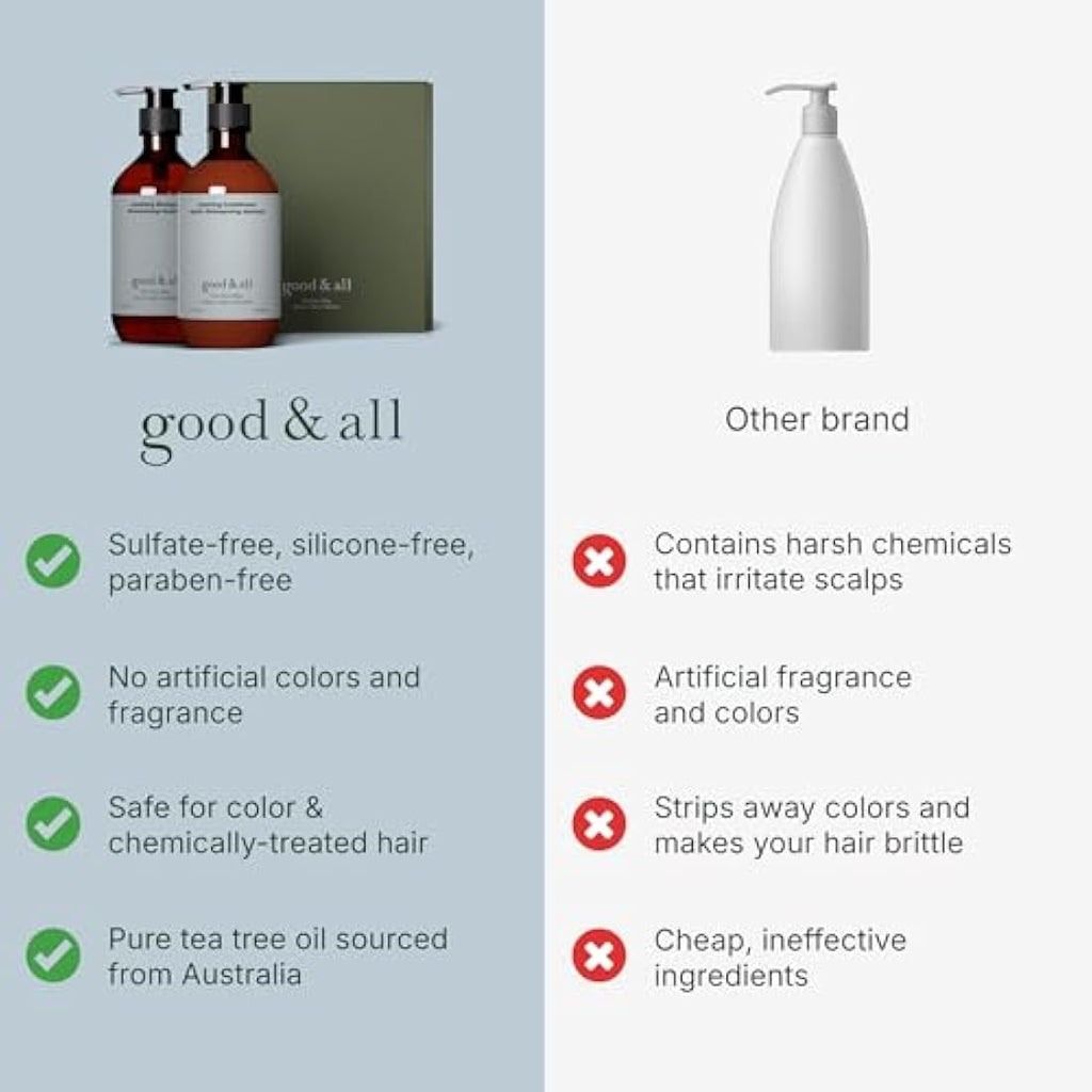 Good&All Tea Tree Shampoo and Conditioner Set for Dry Itchy Scalp
