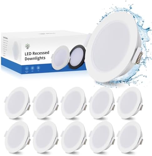 Gr4tec IP65 LED Bathroom Downlights – 10 Pack 5W Ultra-Slim Warm White