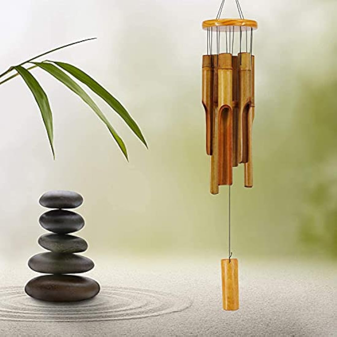 Astarin 30" Bamboo Wind Chimes – Handmade Wooden Zen Garden Decor