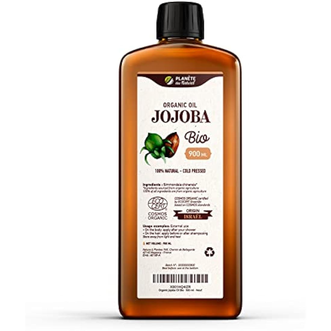 Organic Jojoba Oil – 900ml Pure Cold Pressed Carrier Oil