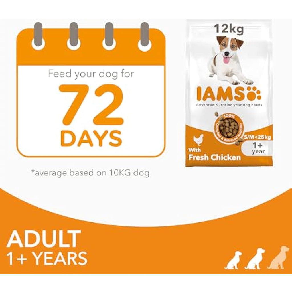 IAMS Adult Small & Medium Dry Dog Food - Chicken & Wheat Free - 12kg