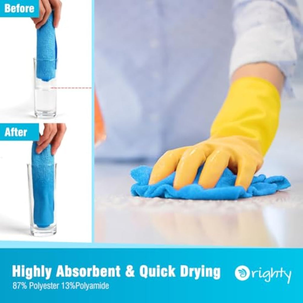 Orighty Microfiber Shop Towels – 200 Pack Reusable Lint Free Rags, Blue