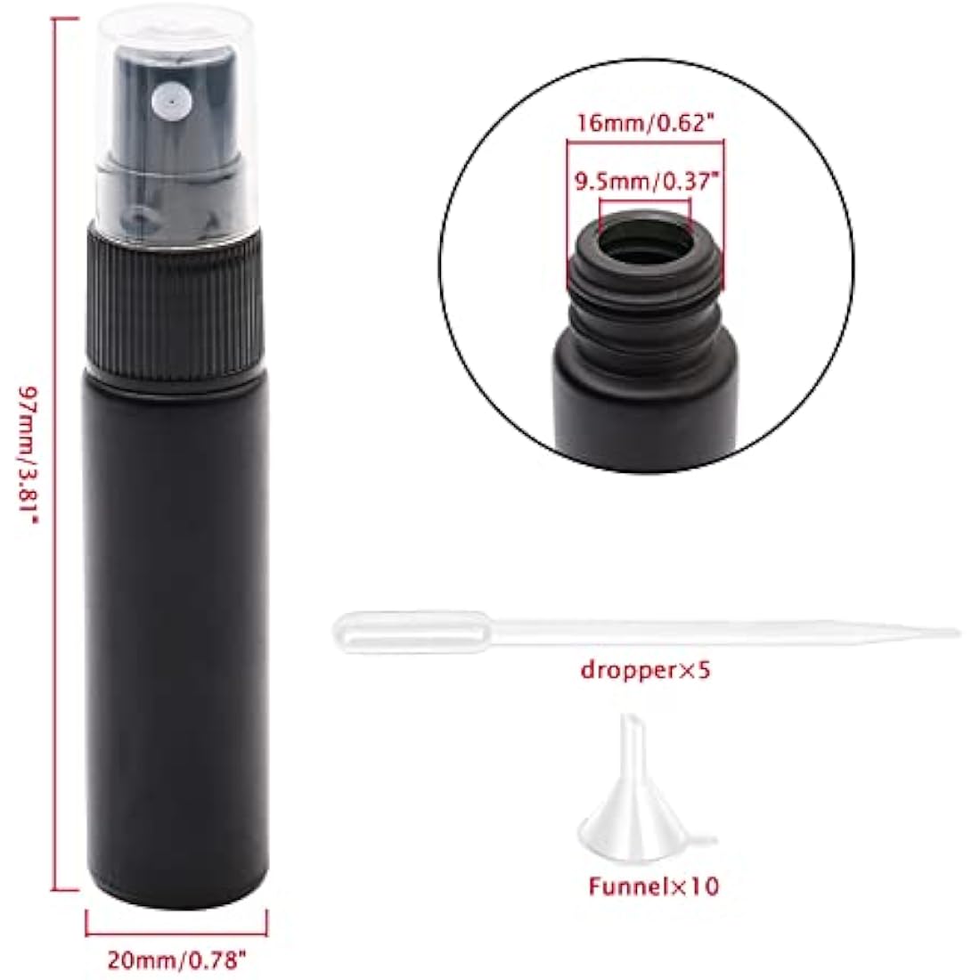 10ml Black Glass Perfume Atomizer – Refillable 10 Pack