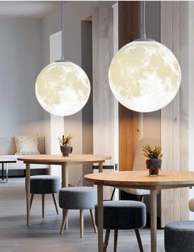 KRUIHAN 3D Printed Moon Pendant Ceiling Light – 30CM PLA Moon Lamp