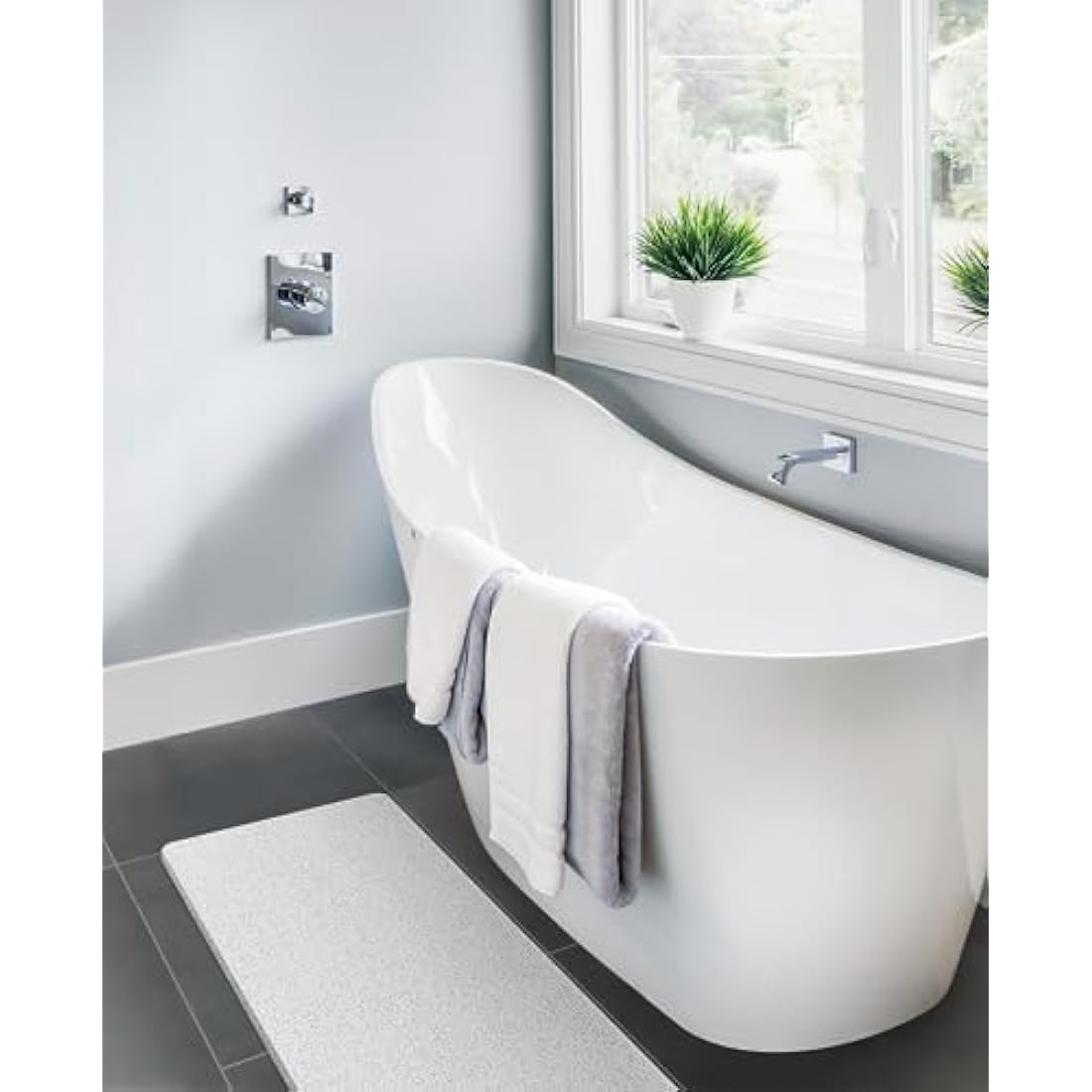 Loofah Shower Mat – Non-Slip Quick-Dry Bathtub Mat, White
