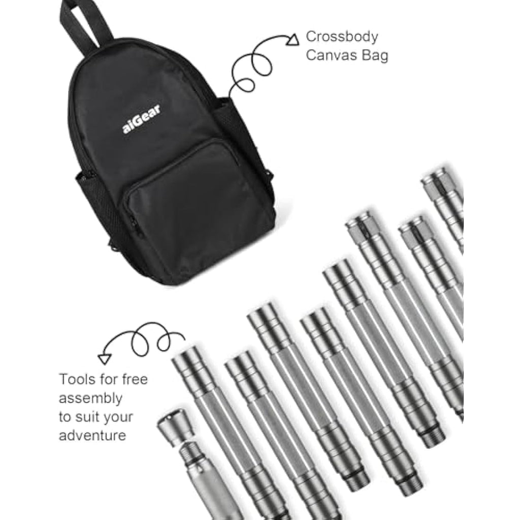 aiGear Aluminum Trekking Poles – Adjustable Tactical Hiking Stick, Grey