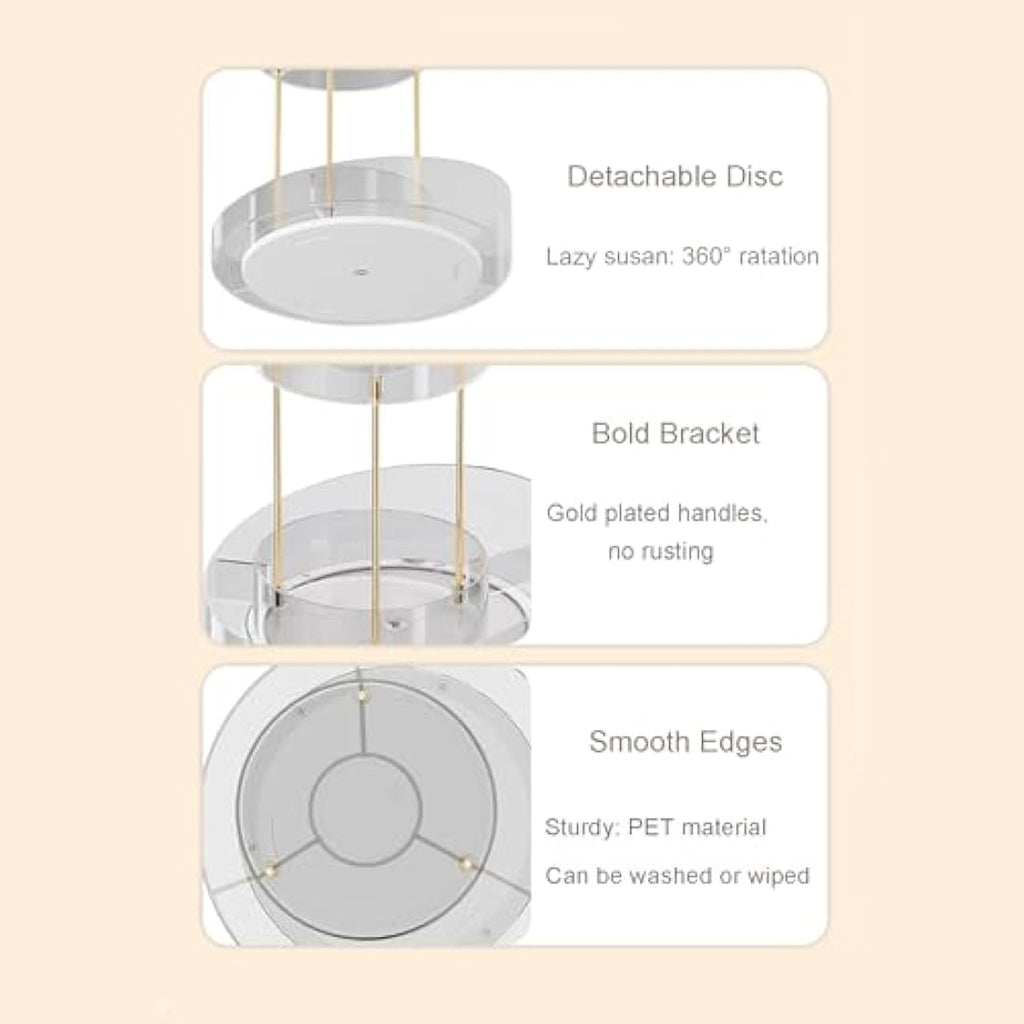 360° Rotating Makeup Organiser | 2-Tier Beige Cosmetic Rack