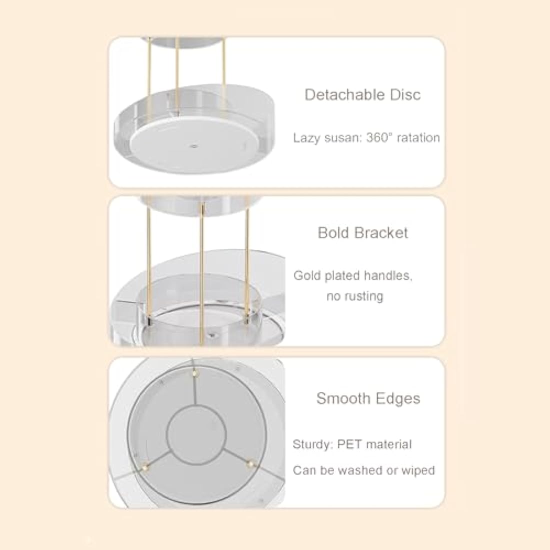 360° Rotating Makeup Organiser | 2-Tier Beige Cosmetic Rack