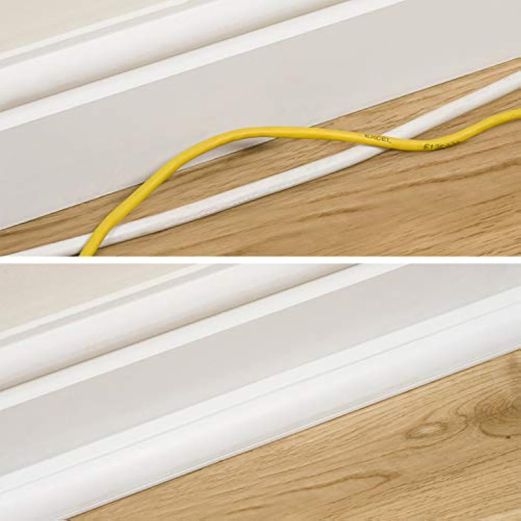 D-Line Quarter Round Cable Trunking Kit | 4m Self-Adhesive Floor Trim - White