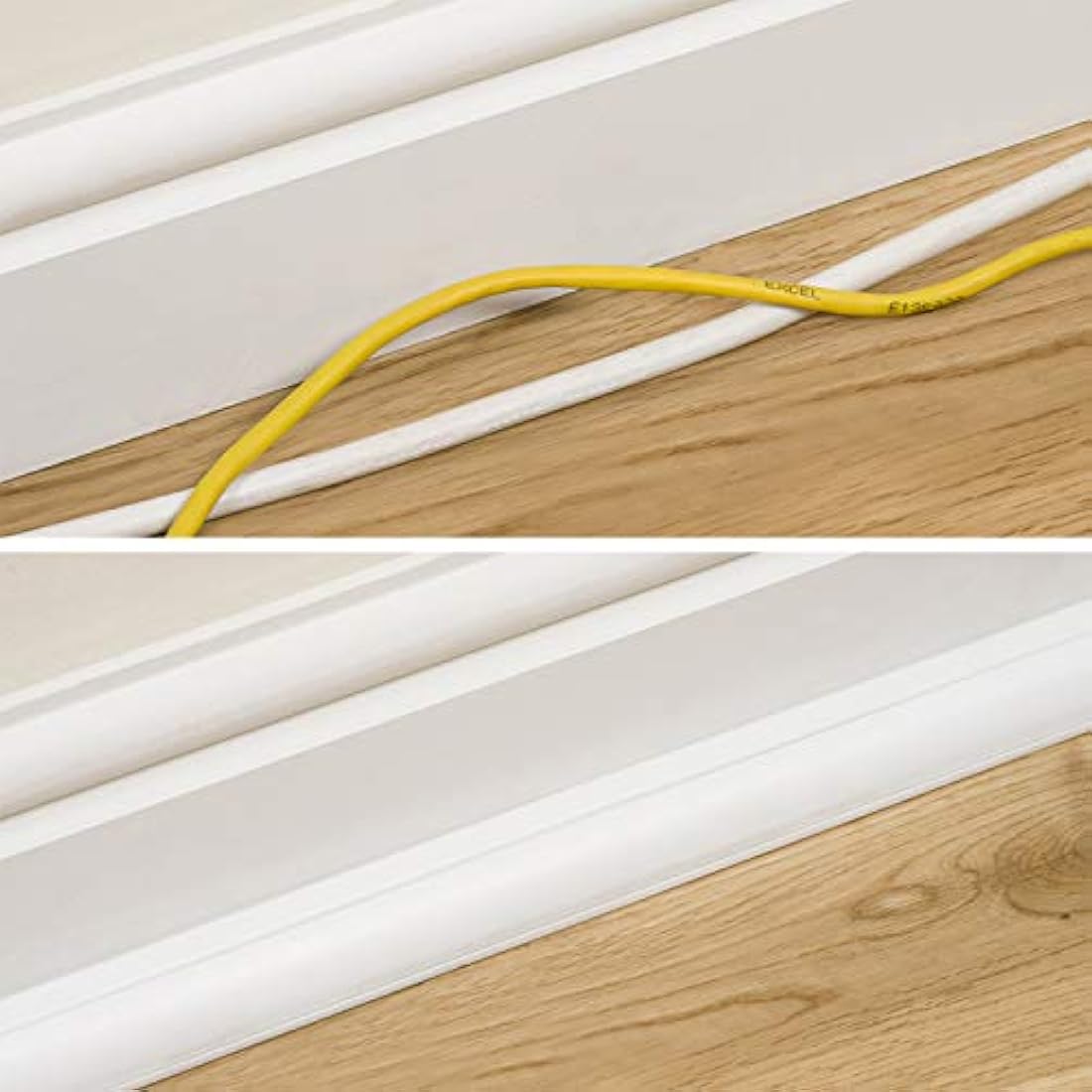 D-Line Quarter Round Cable Trunking Kit | 4m Self-Adhesive Floor Trim - White