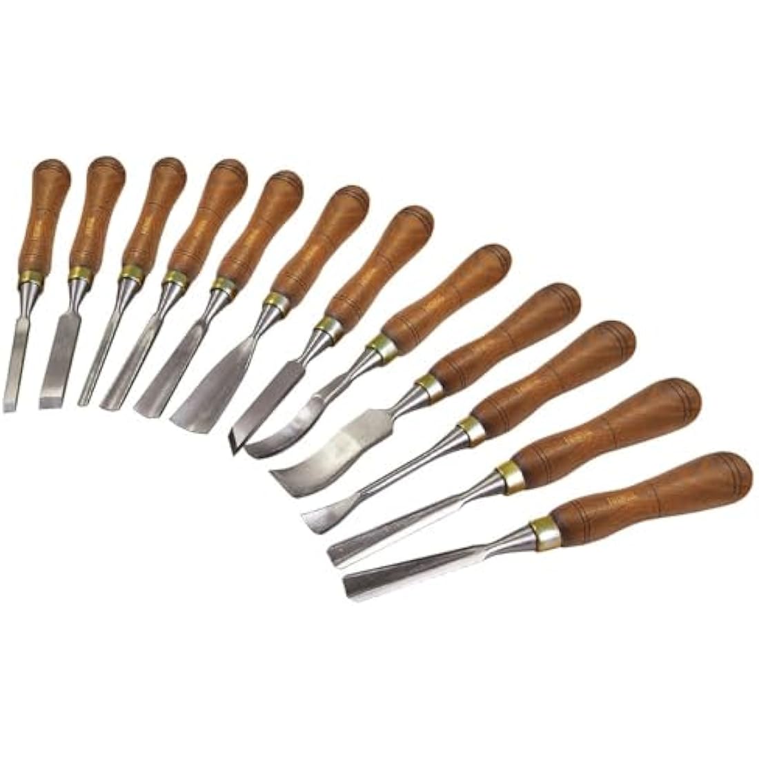 Faithfull Wood Carving Chisel Set - 12 Piece Walnut Woodworking Tools