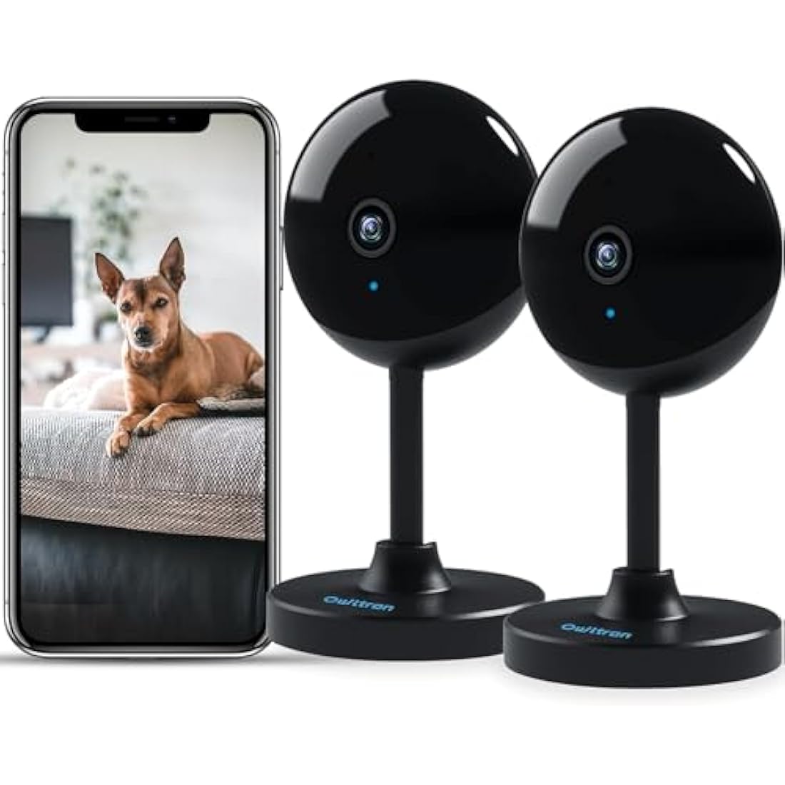 Owltron 2K Indoor Security Camera | Night Vision Baby Monitor - 2 Pack