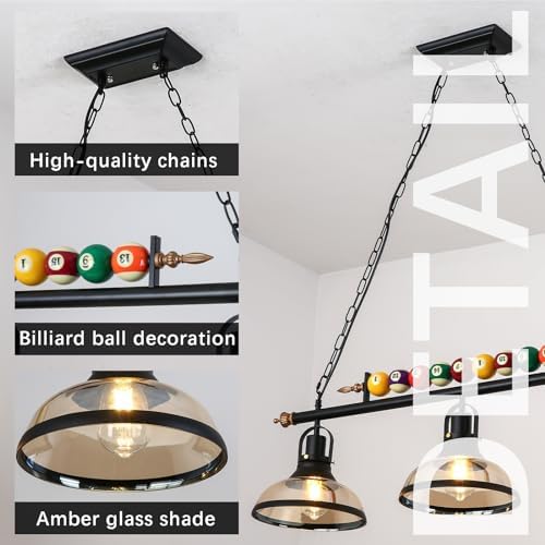 Retro Industrial Billiard Pendant Light | Black Iron Chandelier
