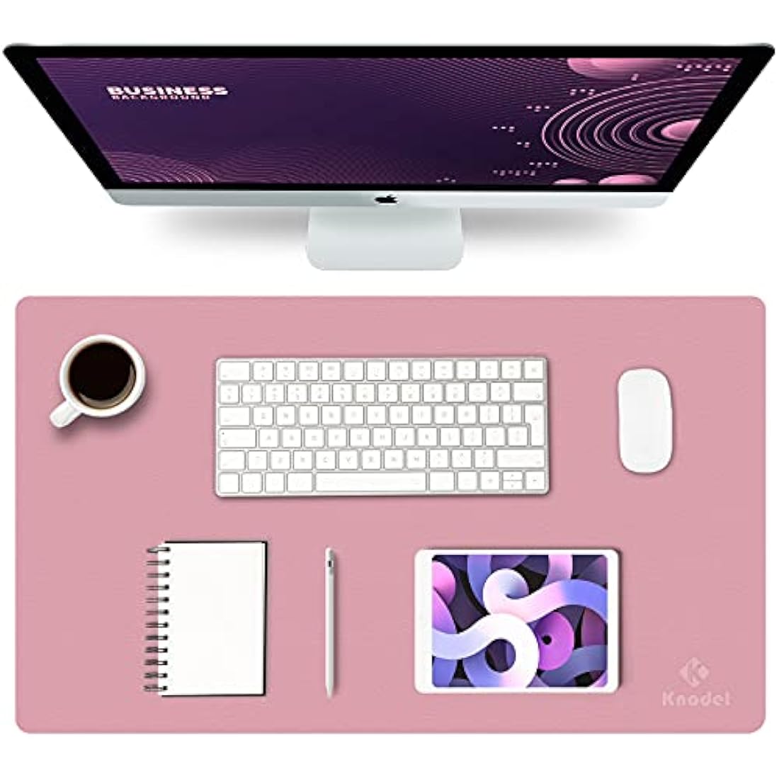 K KNODEL Leather Desk Mat | Dual-Sided Office Mouse Pad - Purple (60x35cm)