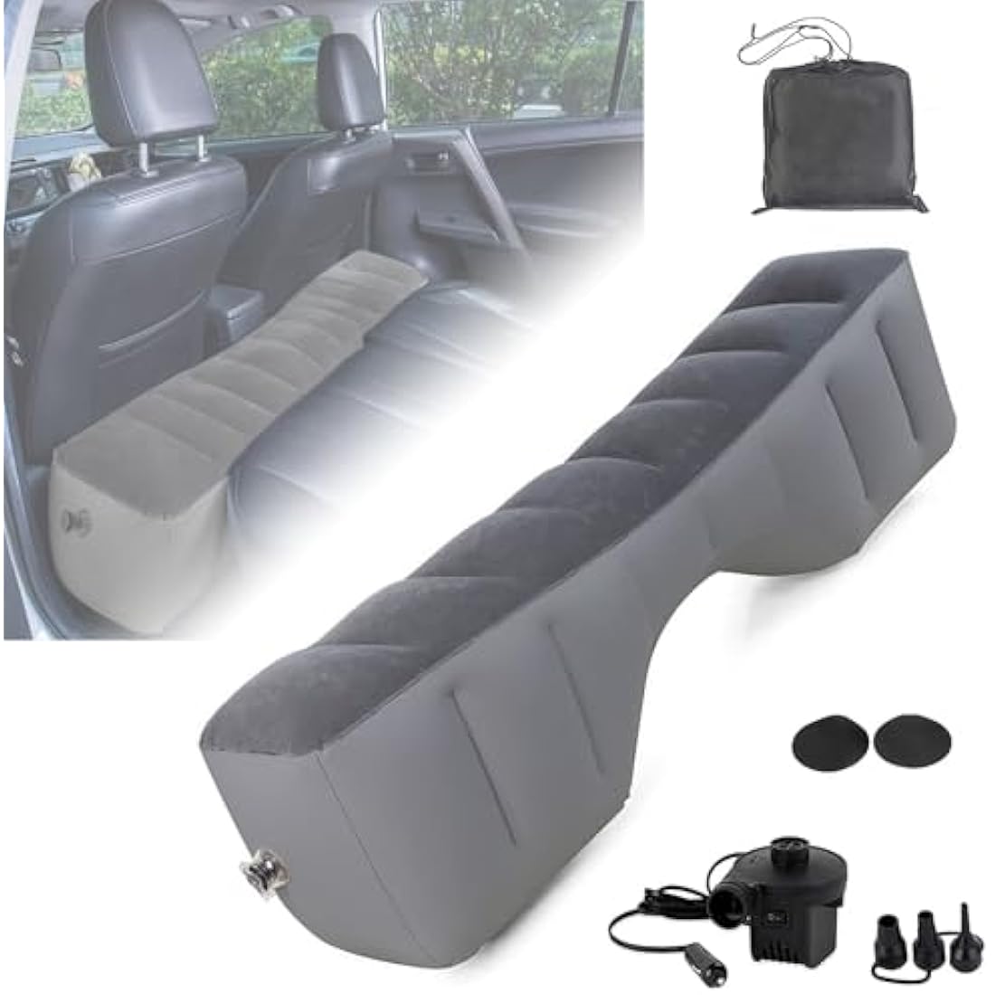 MEIRRAI Inflatable Car Mattress Gap Filler | Flocking Travel Bed for SUV