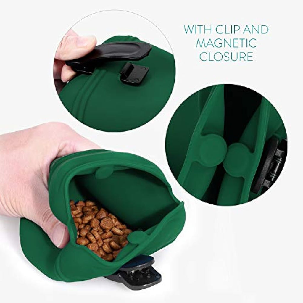 Navaris Silicone Dog Treat Pouch – 2-Pack Training Bag with Belt Clip
