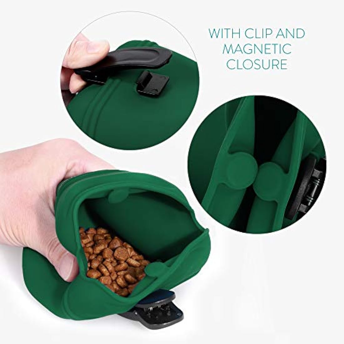 Navaris Silicone Dog Treat Pouch – 2-Pack Training Bag with Belt Clip
