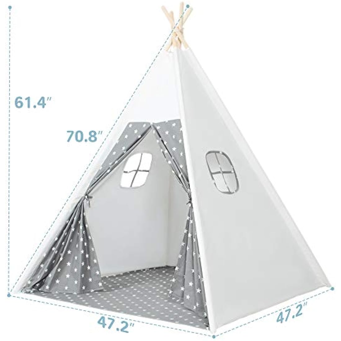 Wilwolfer Kids Teepee Tent | Grey Canvas Play Tent for Indoor & Outdoor