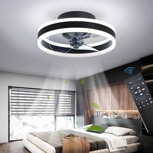 Jolof Store Modern LED Ceiling Fan with Light - 40CM Black Remote Control