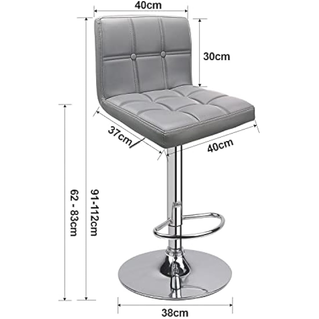 Leader Accessories Bar Stools - Set of 2 Swivel PU Leather Counter Chairs