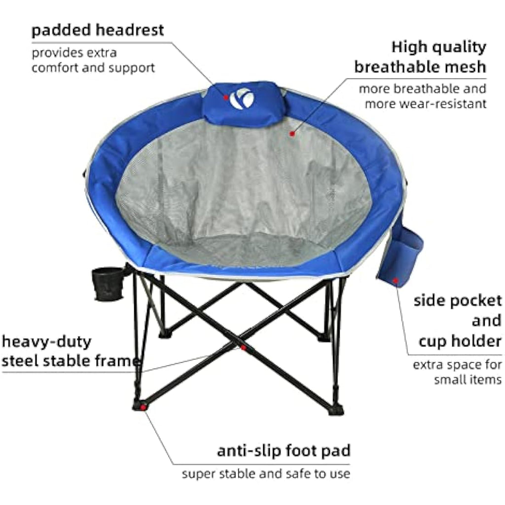 Rock Cloud Heavy-Duty Folding Moon Saucer Camping Chair with Cup Holder