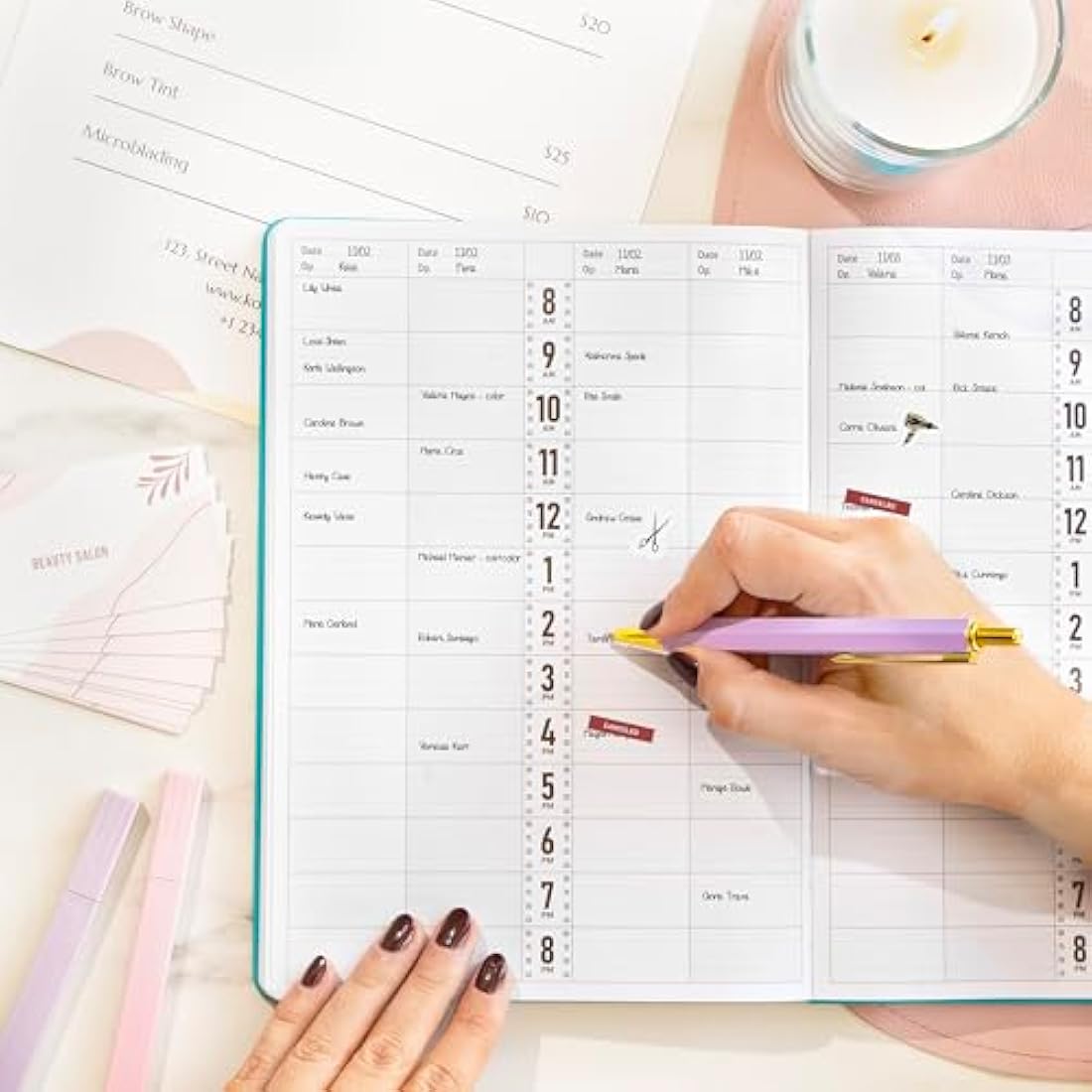 GoGirl Salon Appointment Book – Undated 15-Min Interval Planner, Turquoise