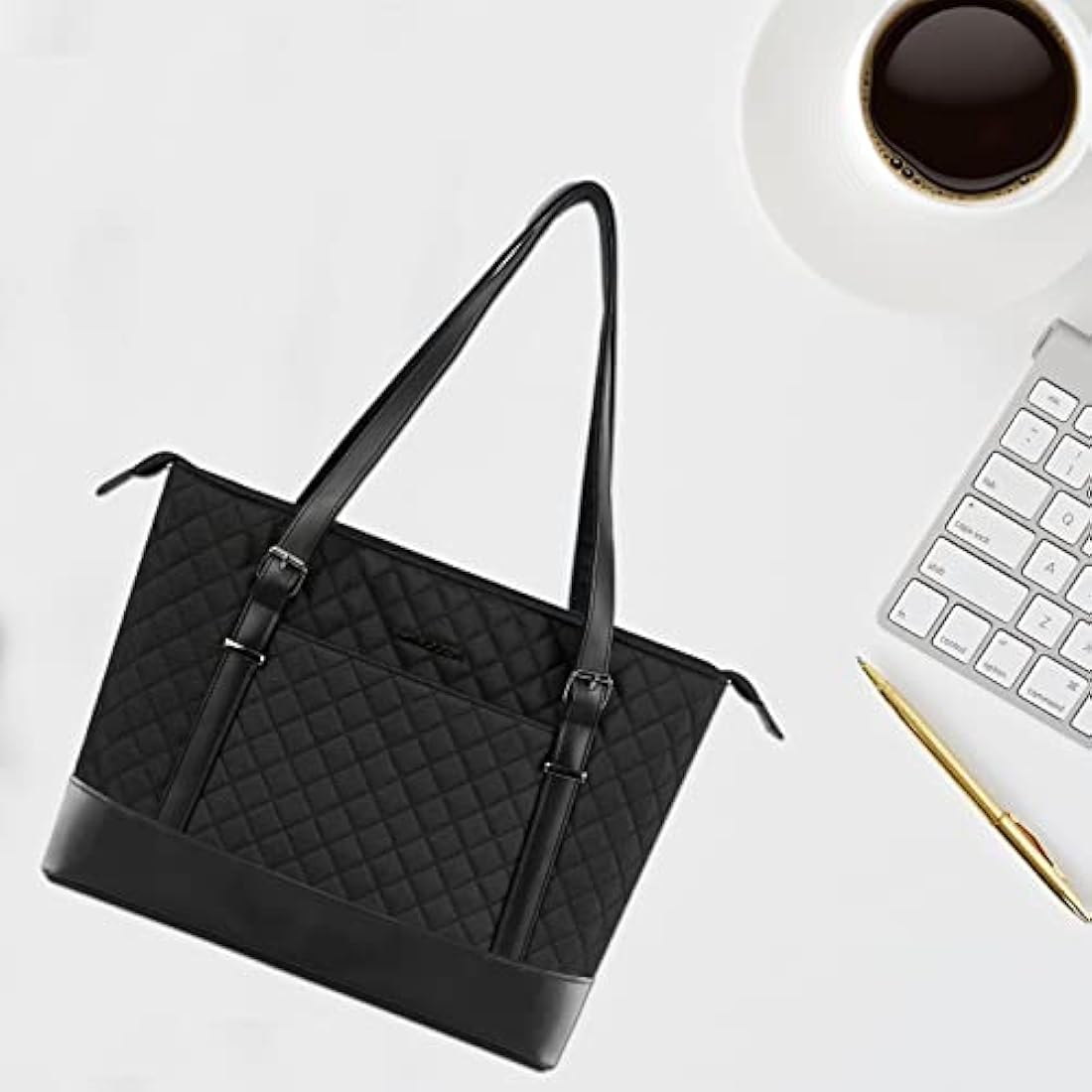 KROSER 15.6 Inch Laptop Tote Bag – Water-Repellent Nylon with USB Port
