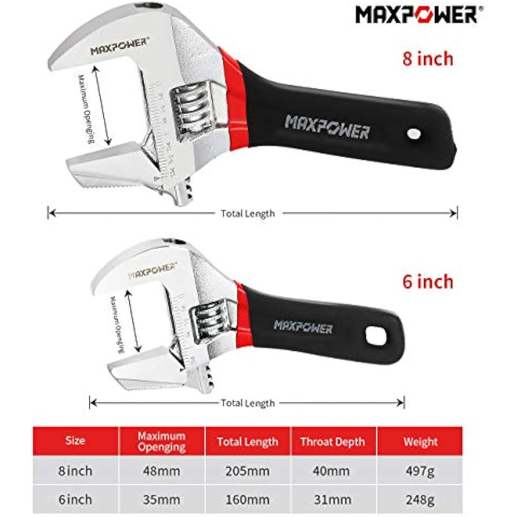 MAXPOWER 2-in-1 Adjustable Wrench Set | Reversible Pipe Spanner (2pc)