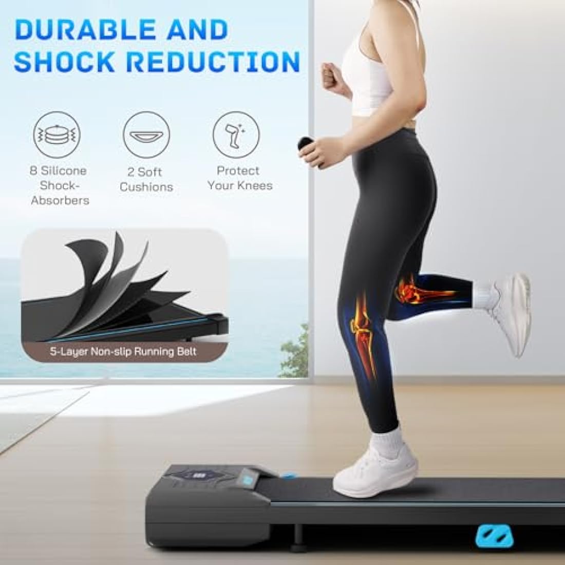 Jolof Store Under Desk Walking Pad – Compact Treadmill with LED Display