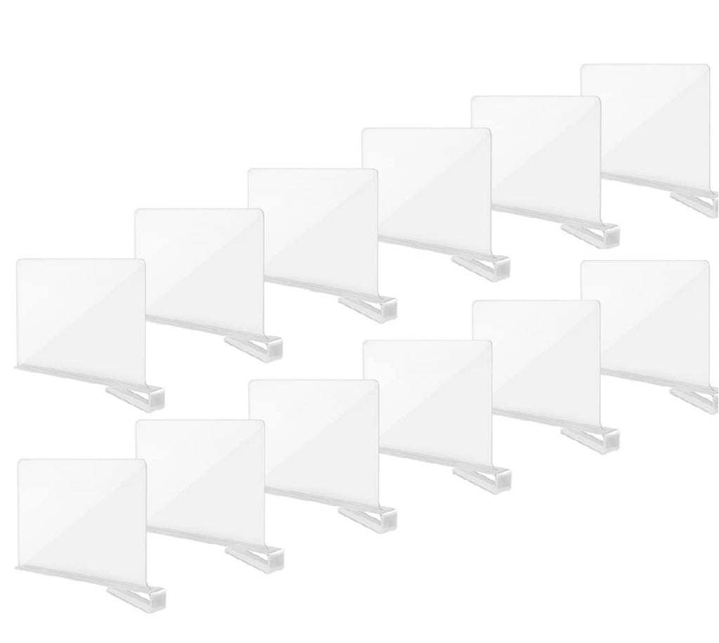 Okydoky Acrylic Shelf Dividers for Closet - 12 Pack Clear Organizers