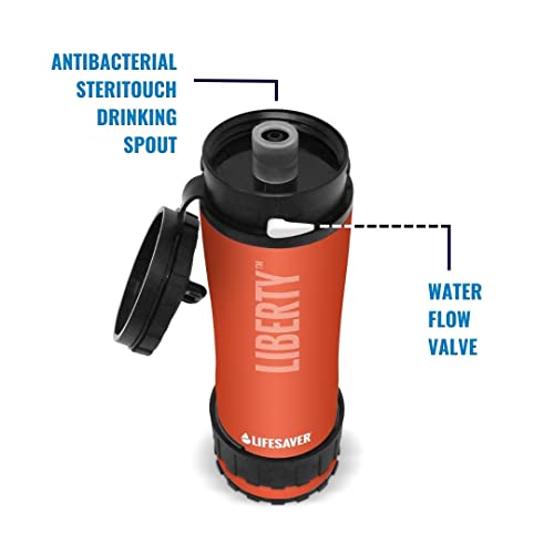LifeSaver Liberty Water Filter Bottle – 400ml Purifier for Hiking, Orange