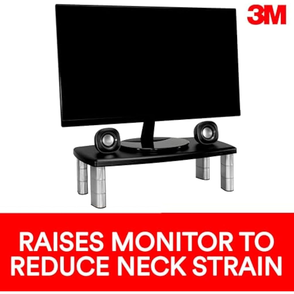 3M Adjustable Monitor Stand – Ergonomic Riser with 3 Height Levels